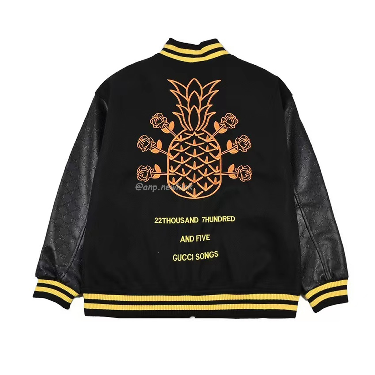 Gucci Wool Sweater Black Jacket Double G Pineapple Embroidered Patchwork Design (2) - newkick.cc